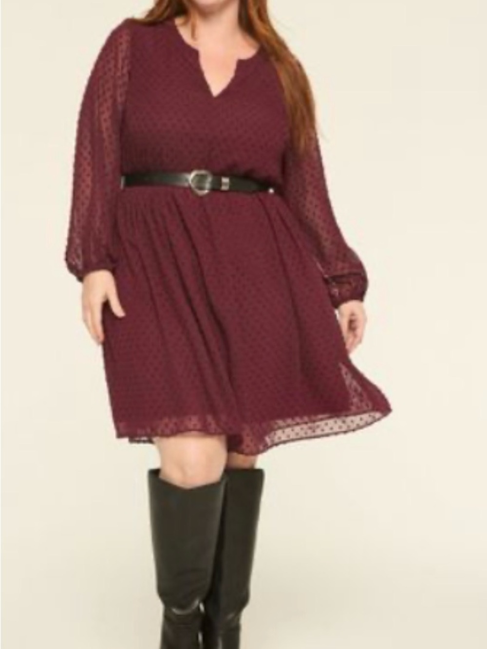 Lane Bryant Burgundy Dot Midi Dress